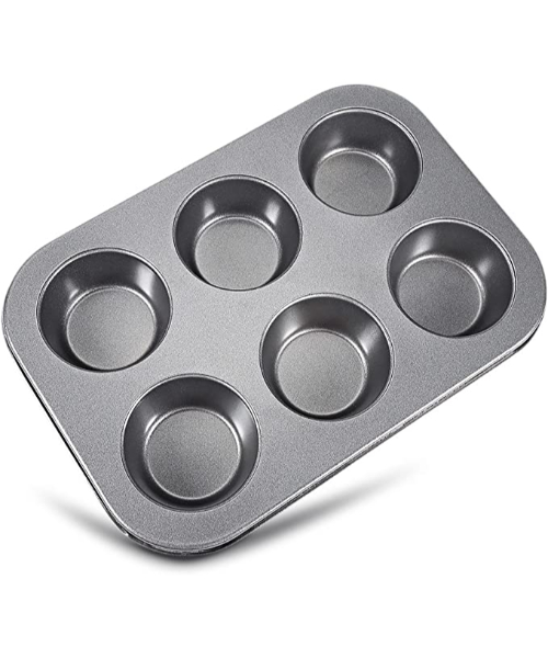 Steel Non Stick Mold 6 Cups For Making Cupcake - Grey