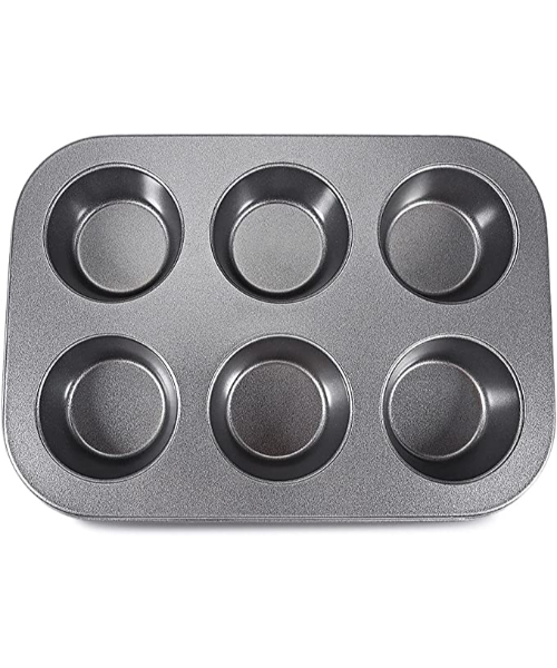 Steel Non Stick Mold 6 Cups For Making Cupcake - Grey