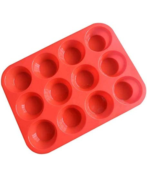 Silicon Non Stick Mold 12 Cups For Making Cupcake - Red