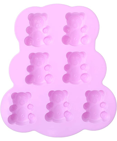 Silicon Non Stick Mold 7 Cups Bear Shape for Making Cupcake - Purple