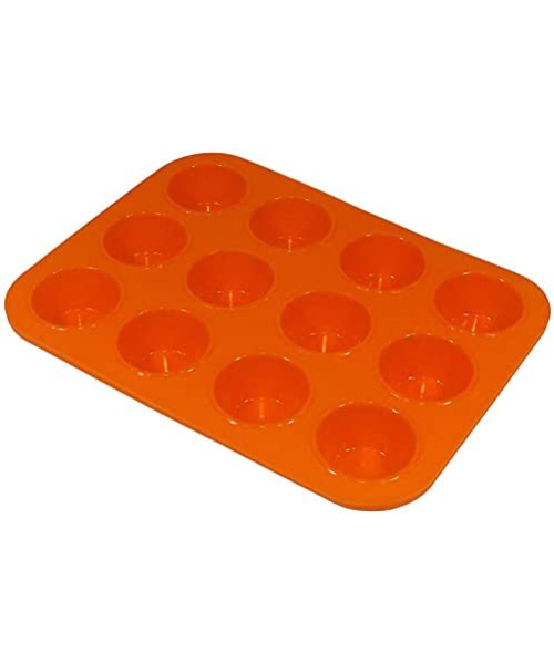 Silicon Mold Non Stick 12 Cups For Making Cupcake - Orange