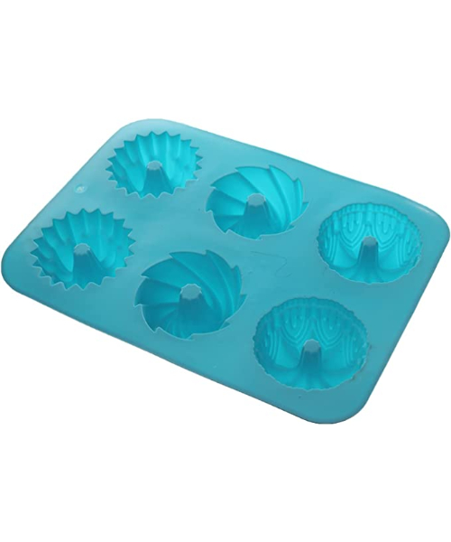Silicon Mold Non Stick 6 Cups For Making Cupcake - Blue