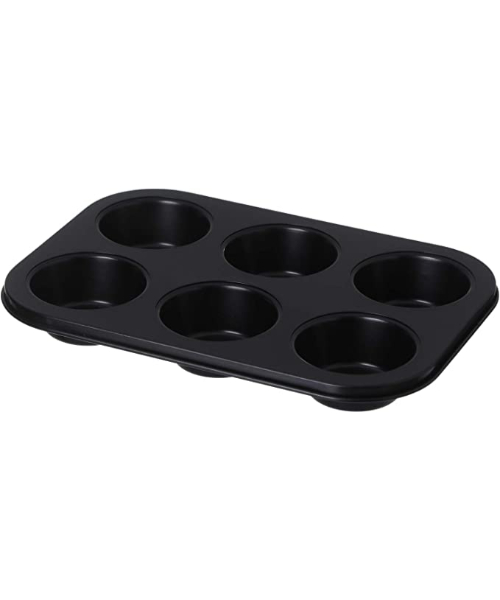 Metal Non Stick Mold 6 Cups For Making Cupcakes - black
