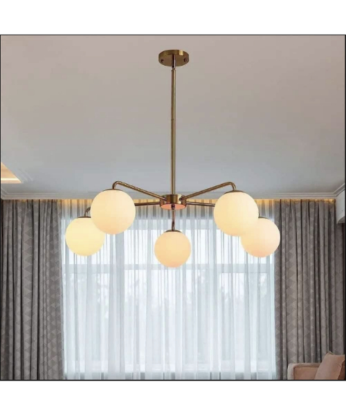 Chandelier Elbow 5 Lamps Steel Modern For Decoration 70×40Cm - Gold