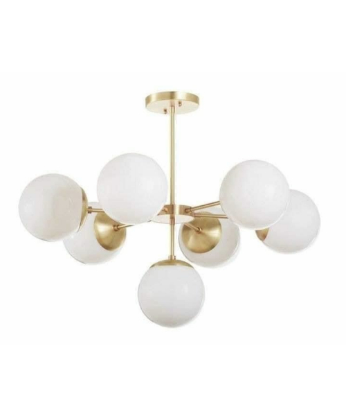Chandelier Fan 7 Lamps Glass And Steel Decorative 80×30Cm - Gold
