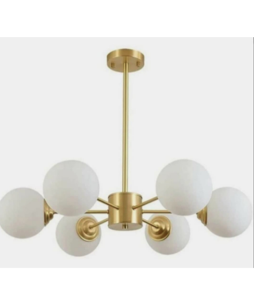 Chandelier Fan 6 Lamps Glass And Steel Decorative 80×30Cm - Gold