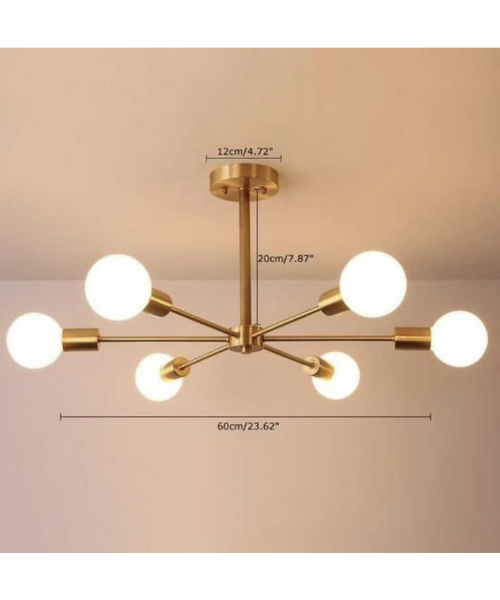 Chandelier Fan 6 Lamps Steel Modern For Decoration 60×20Cm - Gold