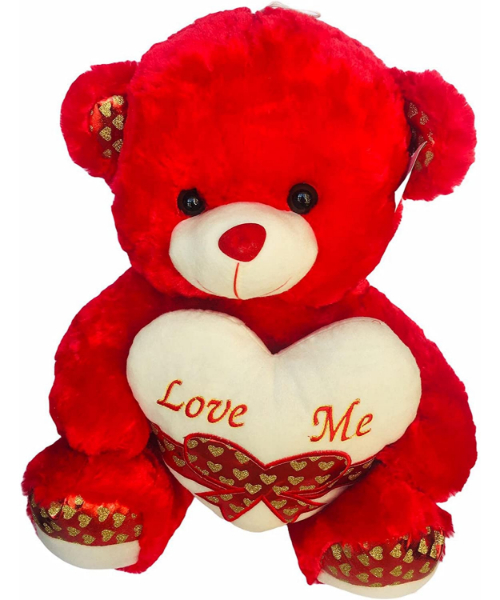 Teddy Bear With Heart Holder Large Size 50 Cm - Red