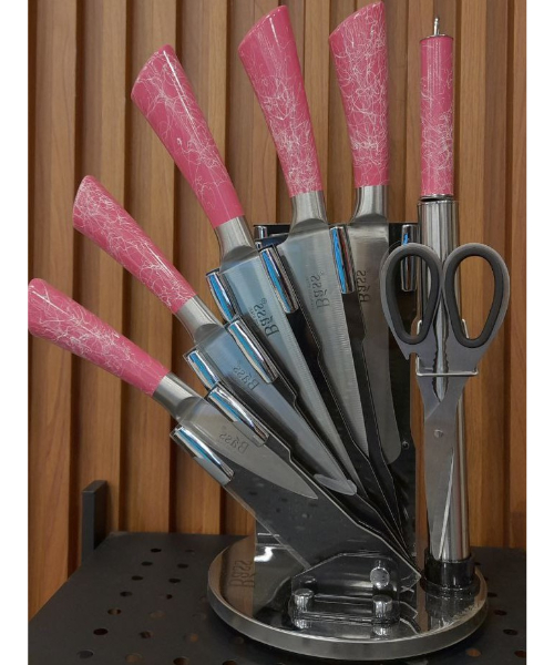 Bass Kitchen Knife Set Of 7 Piece - Pink 