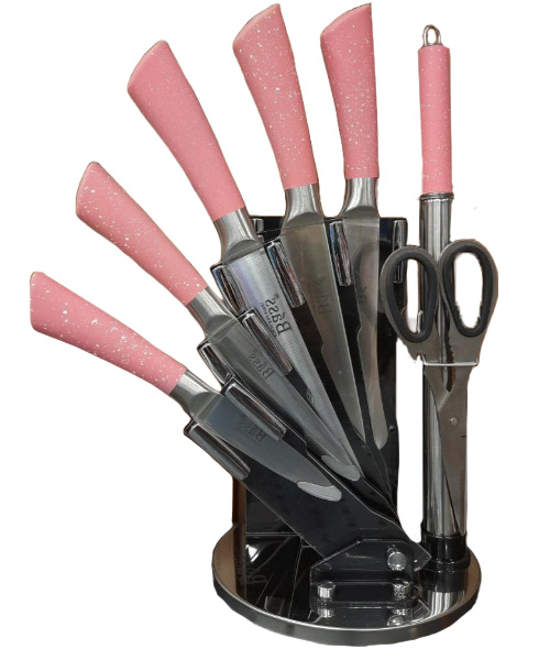 Bass Kitchen Knife Set Of 7 Piece - Pink