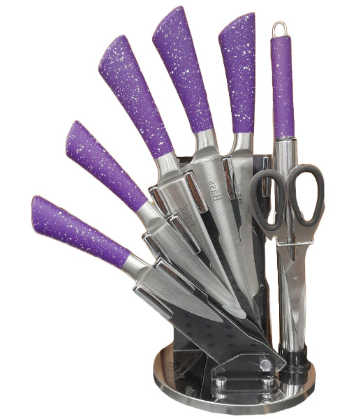 Bass Kitchen Knife Set Of 7 Piece - Purple 