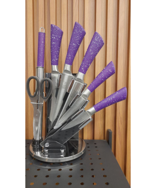 Bass Kitchen Knife Set Of 7 Piece - Purple 