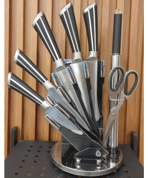 Bass Kitchen Knife Set Of 7 Piece - Black 