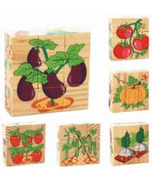 Toy Puzzle Wood Cubes For Kids - Multi Color 