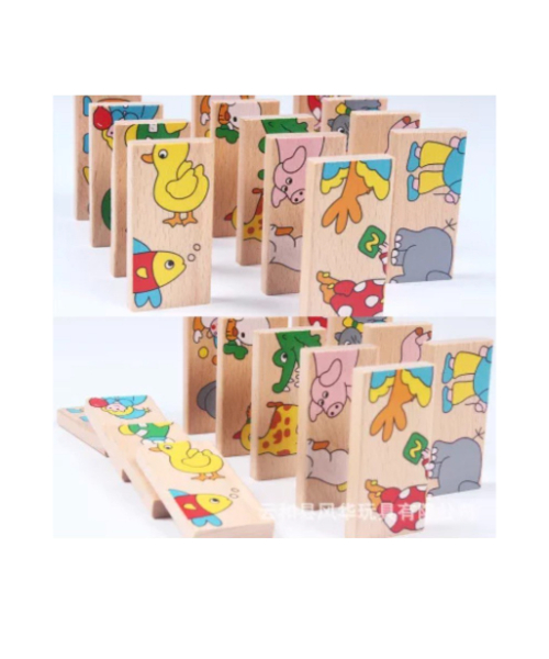 لعبة بازل مكعبات خشبية خشب للاطفال - متعدد الالوان 