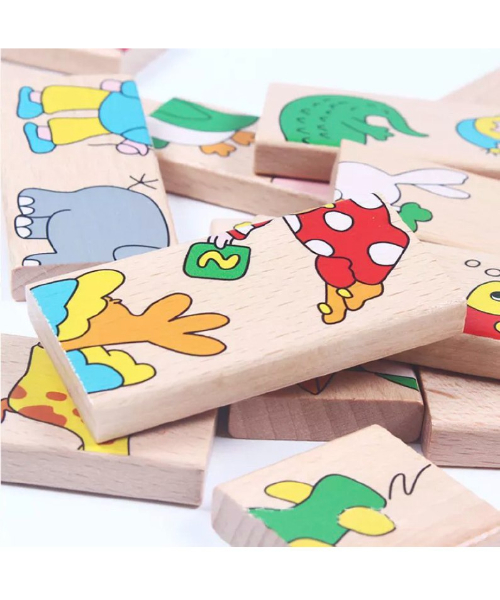 لعبة بازل مكعبات خشبية خشب للاطفال - متعدد الالوان 