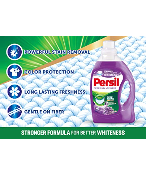 Persil Power Deep Clean White Clothes Automatic Laundry Detergent Gel With Lavender Scent - 2.6 Kg