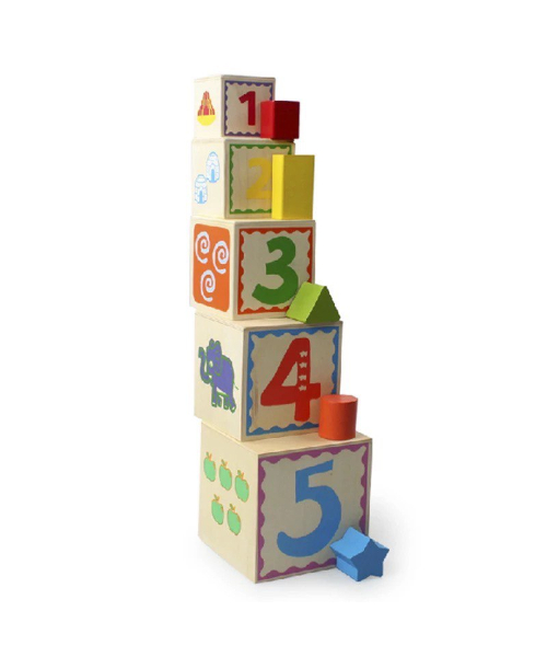 Pyramid Of Cubes To Teach Letters And Math Game For Kids - Multicolor