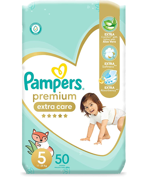 Pampers Premium Extra Care Size 5 Diapers From 11 To 25 Kg - 50 Pieces