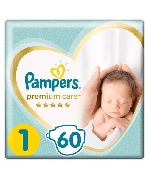 Pampers Premium Care Size 1 Newborn Diapers From 2 To 5 Kg - 60 Pieces