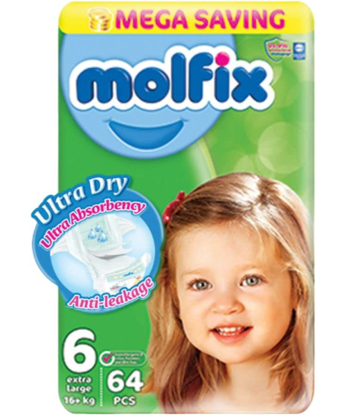 Molfix Extra Large Size 6 Baby Diapers +16 Kg - 64 Pieces