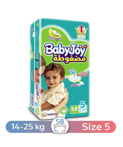 Baby Joy Junior Size 5 Baby Diapers From 14 To 25 Kg - 58 Pieces