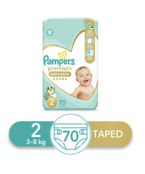 Pampers Premium Extra Care Size 2 Diapers From 3 To 8 Kg - 70 Pieces