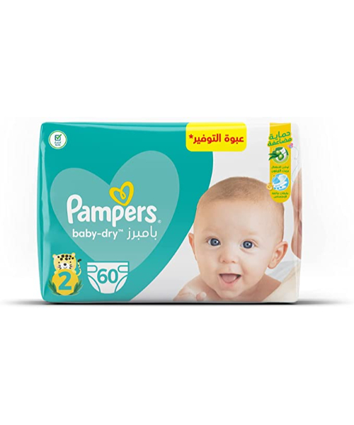 Pampers Baby Dry Mini Size 2 Diapers From 3 To 8 Kg - 60 Pieces