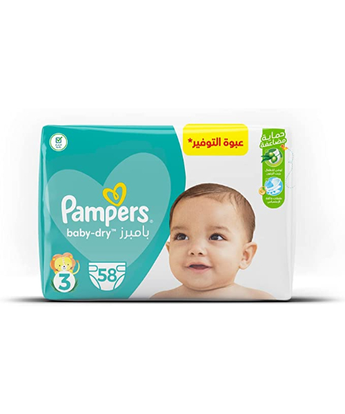 Pampers Baby Dry Medium Size 3 Diapers From 6 To 10 Kg - 58 Pieces