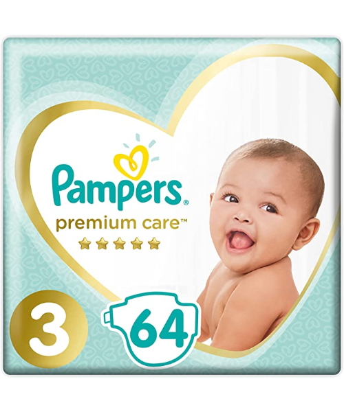Pampers Premium Care Mid Size 3 Diapers From 6 To 10 Kg - 64 Pieces