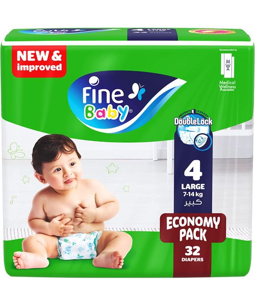 Fine Baby Large Size 4 Diapers From 7 To 14 Kg - 32 Pieces