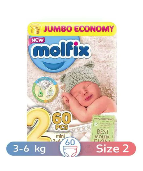 Molfix Mini Size 2 Diapers From 3 To 6 Kg - 60 Pieces