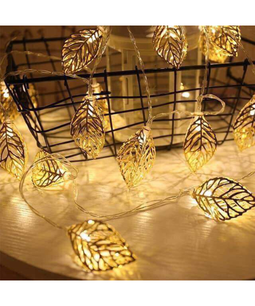 فرع نور لاكسسوارات رمضان ورق شجرة ذهبي - 3 متر