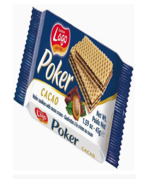 Lago Poker Cacao Cream Wafer Biscuits - 45 Gram
