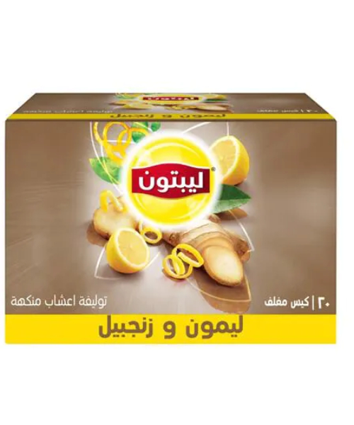Lipton Natural Herbs Lemon Ginger Without Flavor - 20 Bags