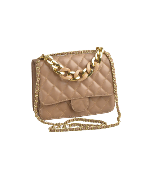 Rose quilted faux leather shoulder bag