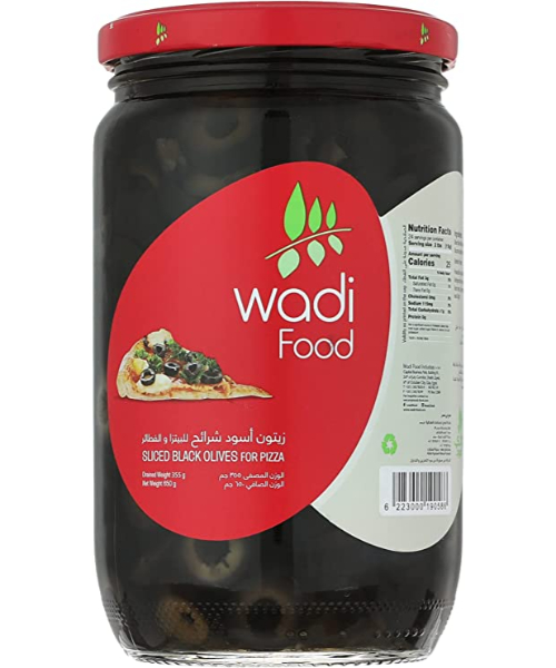 Wadi Food Sliced Black Olives Jar -650 Gm