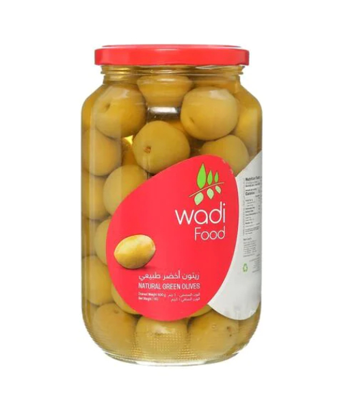 Wadi Food Natural Green Olives Jar -1 Kg