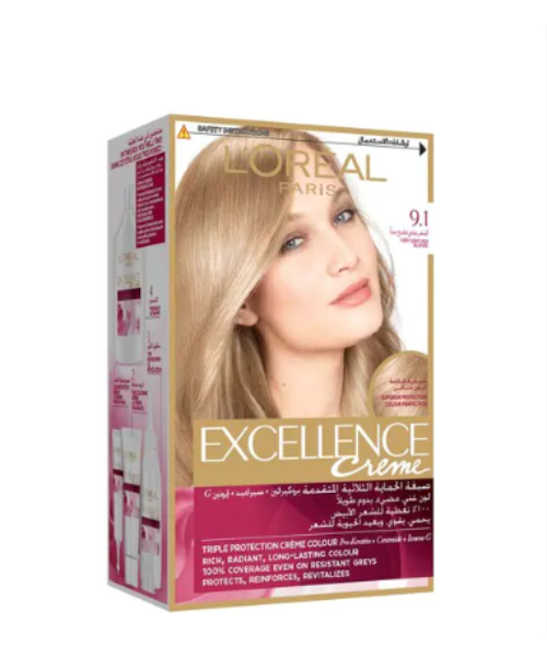 L'Oreal Paris Excellence Creme Hair Color - 9.1 Very Light Ash Blonde 