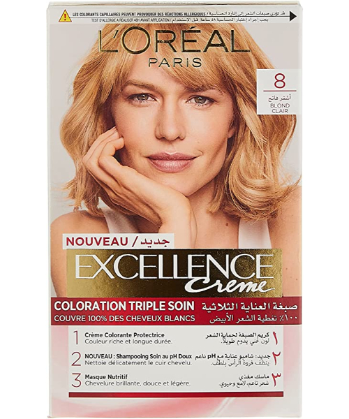 L'Oreal Paris Excellence Creme Hair Color - 8 Light Blonde 