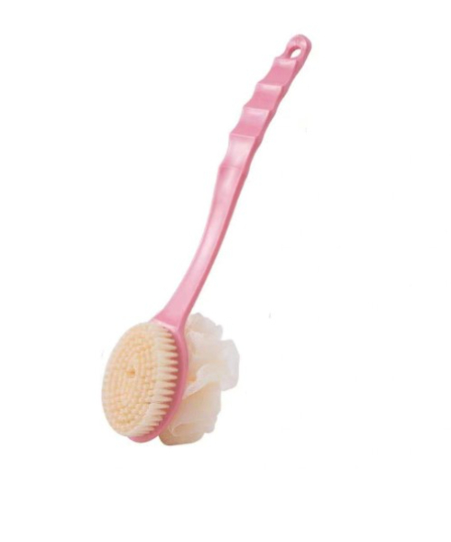 Shower Brush 2 IN 1   Soft Loofah with Long Handle 36cm  - Pink