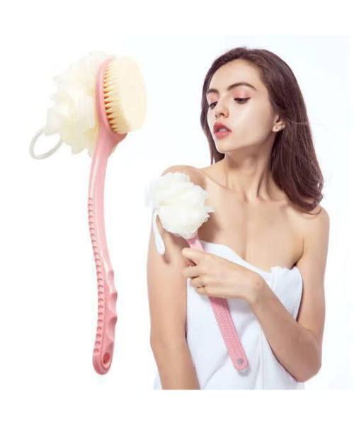Shower Brush 2 IN 1   Soft Loofah with Long Handle 36cm  - Pink
