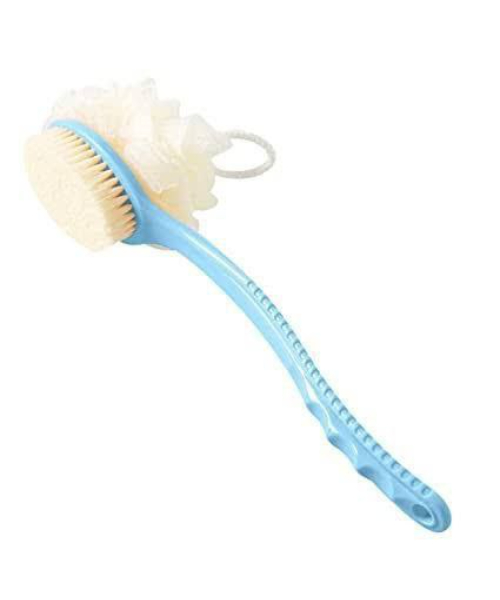 Shower Brush 2 IN 1   Soft Loofah with Long Handle 36cm  - Blue