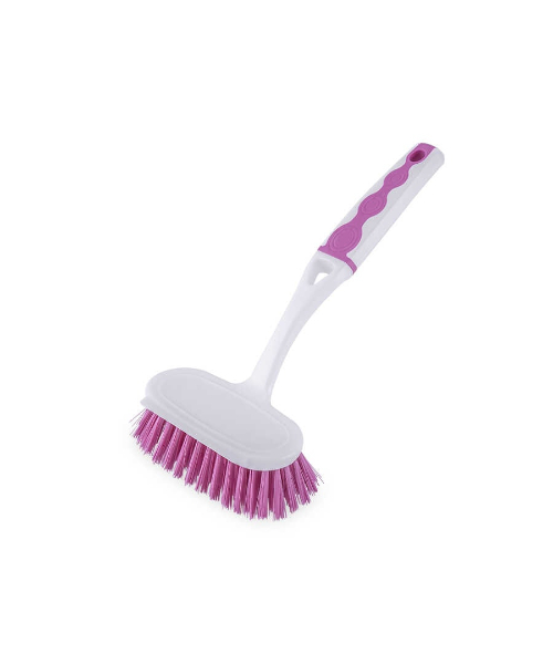 Plastic Cleaning Brushes With Long Handle - Pink