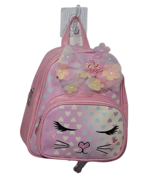 Backpack Printed Cat For Kids 21×19 Cm - Rose