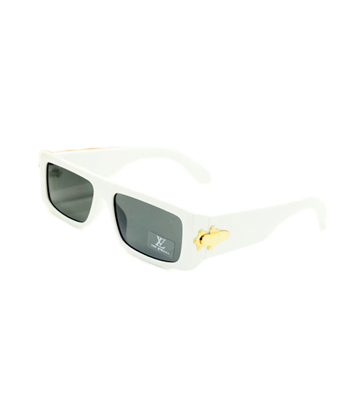 نظارة شمس إطار مستطيل للنساء - أبيض