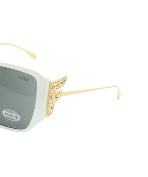 نظارة شمس إطار مربع للنساء - أبيض رمادي
