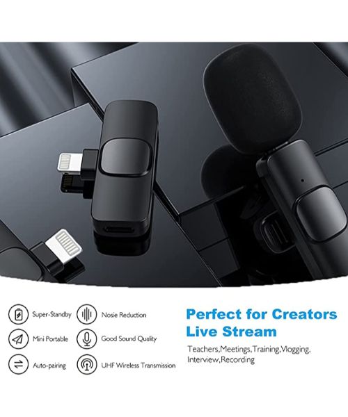 K8 Wireless Lavalier Mini Microphone Portable Audio Video Recording - Black