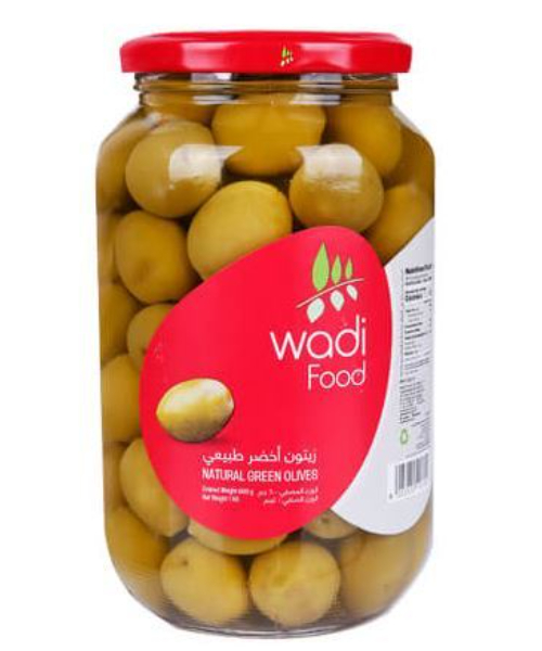 Wadi Food Natural Green Olives Jar -650 Gm