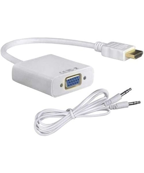 Converter Adapter Cable with Audio For PC - White